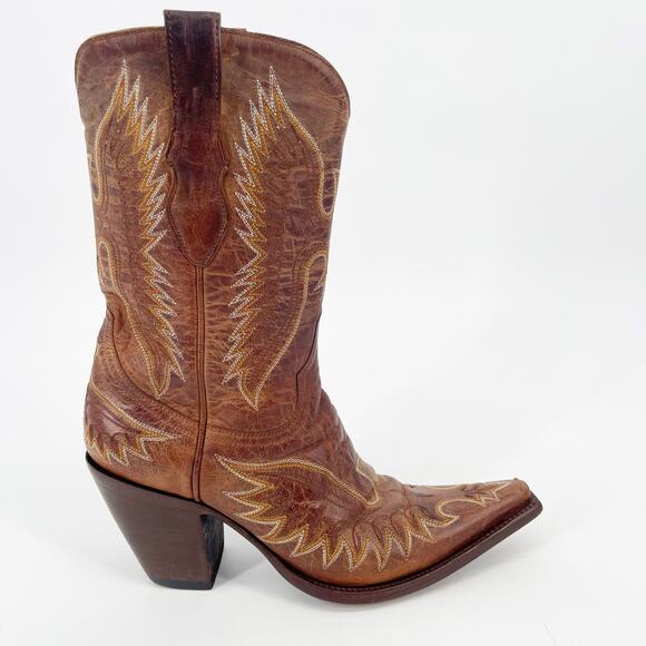 Vintage y2k Old Gringo Tan Elvis Eagle Stitched Western Cowgirl Boot size 7 - Picture 2 of 10